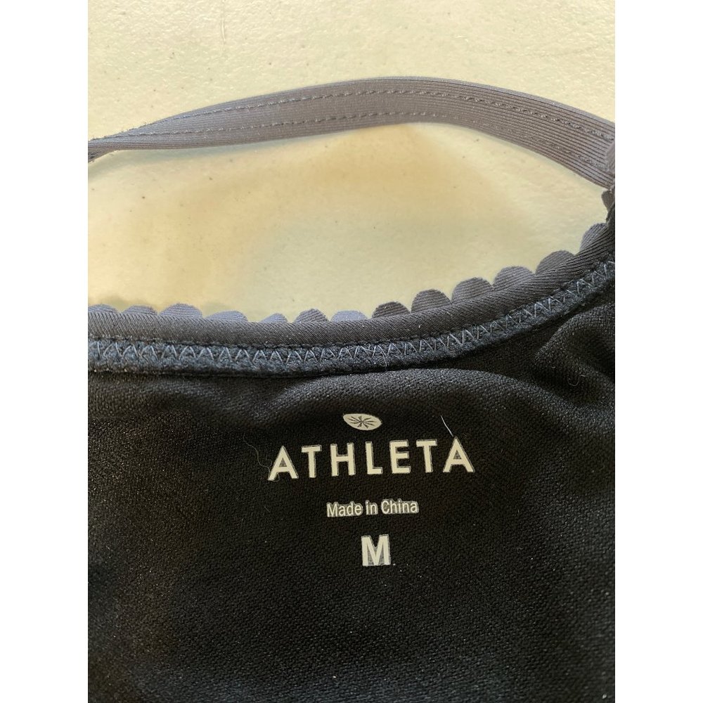 Black Athleta halter bikini top Bralette Black Scalloped trim Medium - Picture 7 of 8